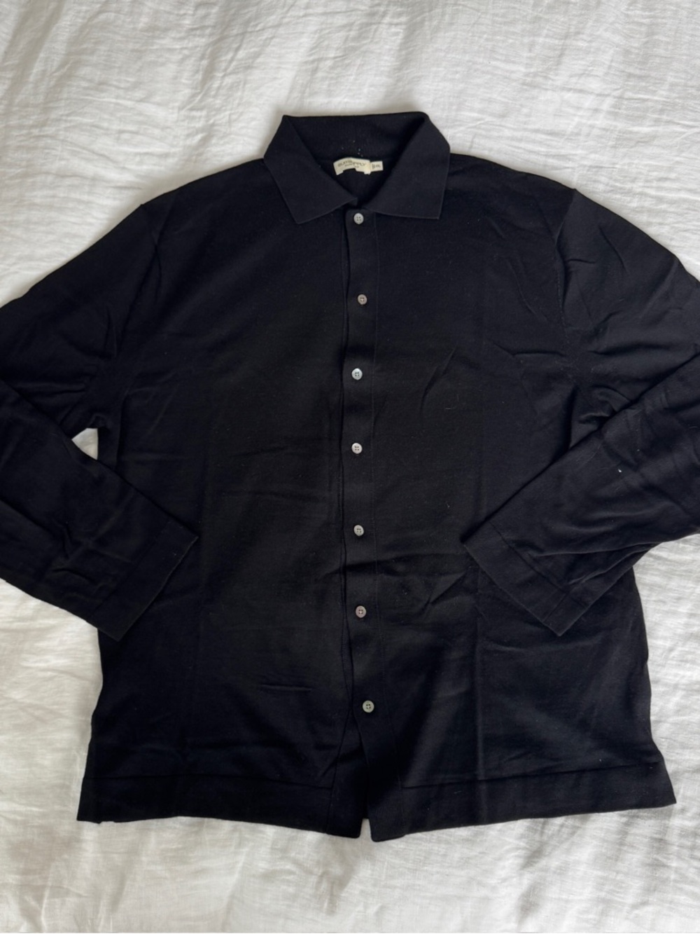Suitsupply Black Wool Knit Polo Cardigan